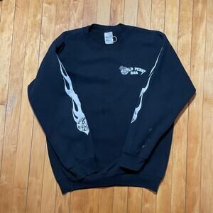 90s Harley Davidson Style The Old Penny Bar Flame Sleeve Crewneck Sweater M